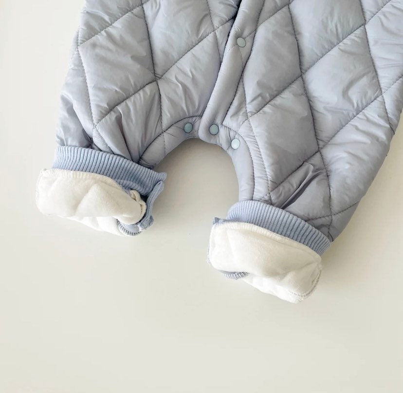 Baby Girls Boys Quilted Pram Suit Childrens Romper Snow Suit Etsy UK