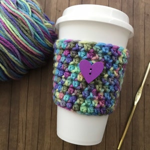 Valentines Day Heart, Crochet Coffee Cup Cozy, Tea Cozy, Iced Coffee Cup Cozy, Reusable Cup Sleeve, Cold Drink Sleeve, Coffee Cup Sleeve