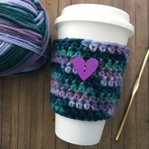 Valentines Day Heart, Crochet Coffee Tea Cup Cozy, Iced Coffee Cup Cozy, Reusable To Go Cup Sleeve, Cold Drink Sleeve, Coffee Cup Sleeve