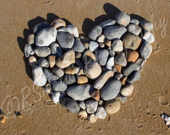 Pebble heart on sand Digital download