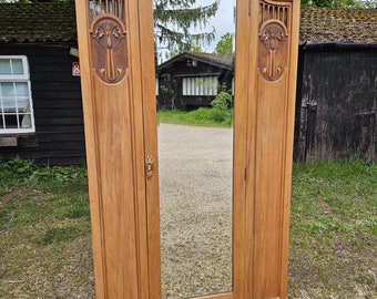 Victorian Walnut Art Nouveau Style Wardrobe