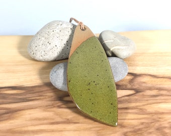 Dipped Moss Long Ceramic Pendant