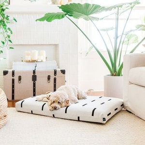 White Dog Bed | Modern Mudcloth Dog Bed