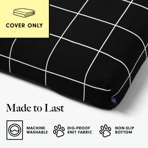 Minimalist modern dog bed duvet cover, Black Grid replacement pet cover with handle