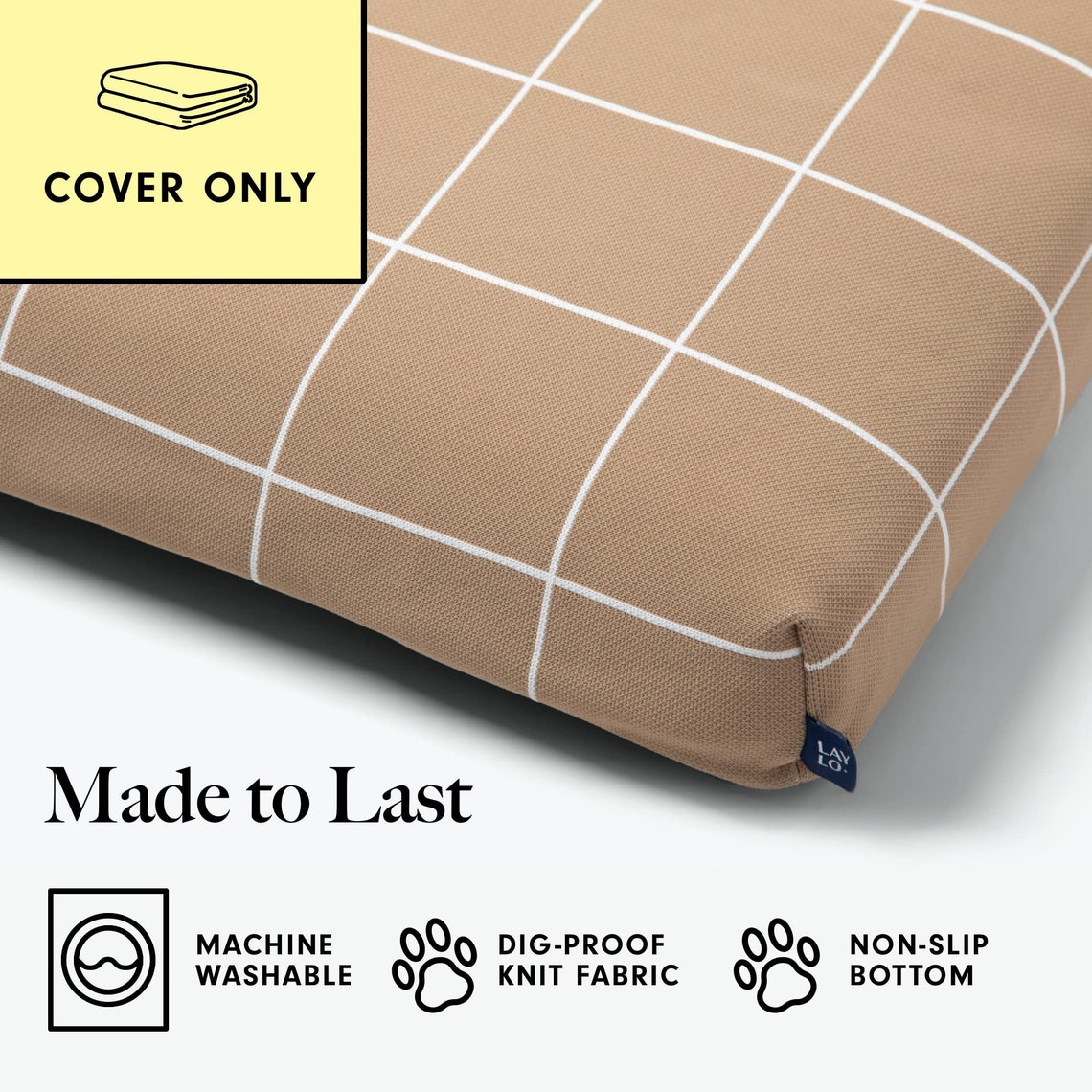 Minimalist Modern Dog Bed Duvet Cover Tan Grid Replacement Etsy