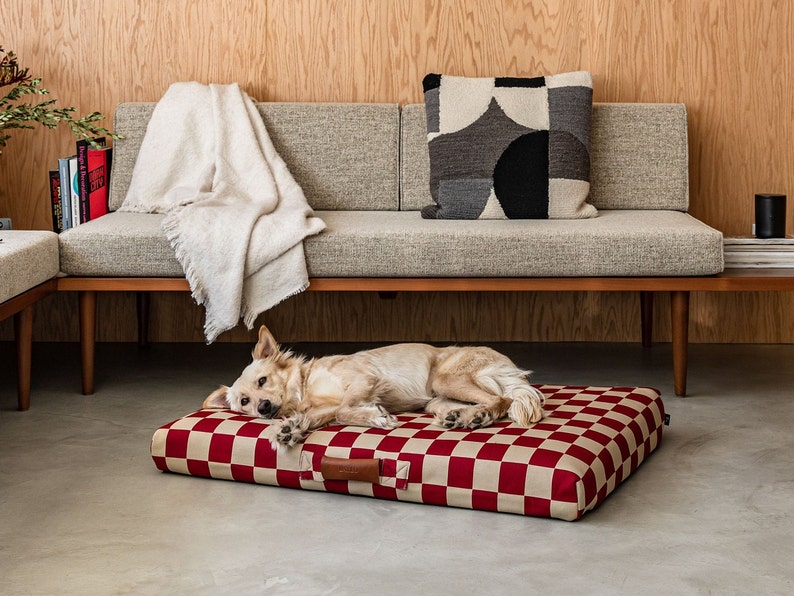 Luxury dog bed, checker pattern pet bed, medium dog bed, extra large dog bed, dog furniture, minimalist dog bed, pet pillow cushion image 5
