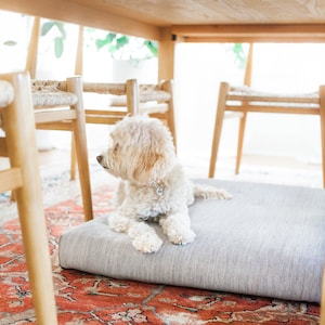 Minimalist modern dog bed duvet cover, Washable grey replacement pet cover with handle