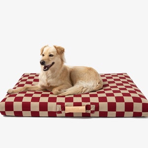 Checker Pattern Orthopedic Dog Bed with Portable Handle image 7
