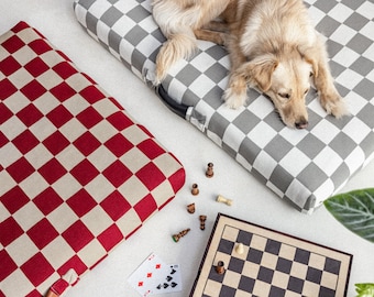 Luxury dog bed, checker pattern pet bed, medium dog bed, extra large dog bed, dog furniture, minimalist dog bed, pet pillow cushion