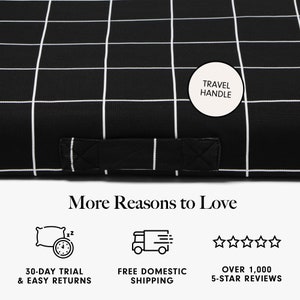 Minimalist modern dog bed duvet cover, Black Grid replacement pet cover with handle