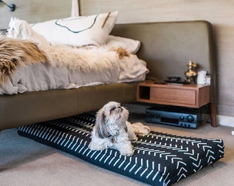 Modern Orthopedic Dog Bed, Boho Mudcloth Design, Machine Washable
