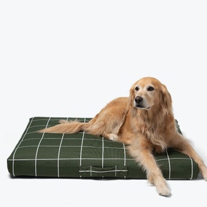 Minimalist modern dog bed, Orthopedic mattress, Washable Grid replacement cover with handle