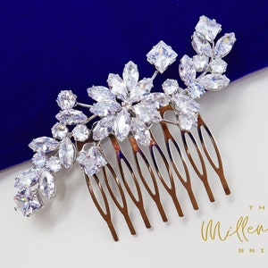 Cubic Zirconia, Diamond Flower Vine Leaves Bridal Hair Comb, Bridal Hair Accessories, Wedding Hair Accessory, Bridal Hair Comb.