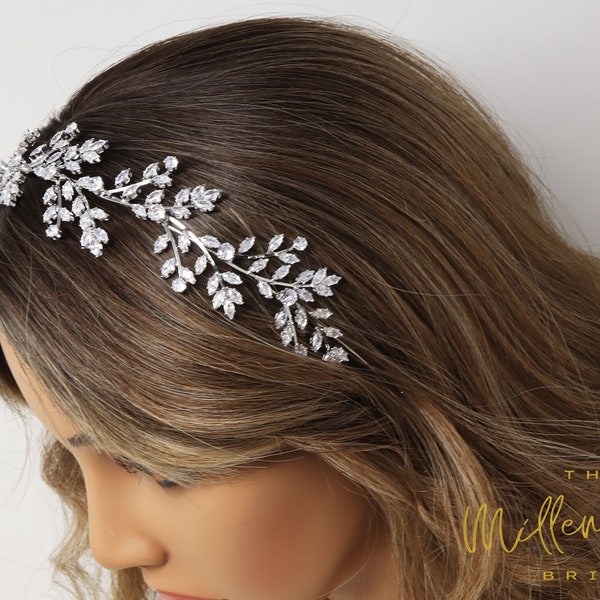 Swarovski Crystals Vine Leaves Headpiece, Hair Vine Headband, Bridal Hair Vine, Rhinestone Headband, Delicate Headband, Hair accessories.