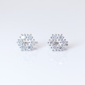 6mm Swarovski Crystal 14k Gold And Sterling Silver Floral Cartilage Hoop Earrings, Statement Earrings, Upper Helix Hoop Earrings.