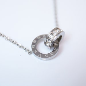 Eternity Roman Numerals Circle Necklace • Infinity Necklace