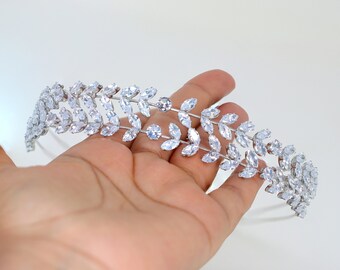 Swarovski Crystals Vine Leaves Two Layer Headpiece, Hair Vine Headband, Bridal Hair Vine, Rhinestone Headband, Delicate Headband.