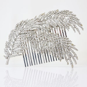Crystals Feather Bridal Hair piece, Bridal Hair Accessories, Wedding Hair Accessory, Bridal Hair Comb