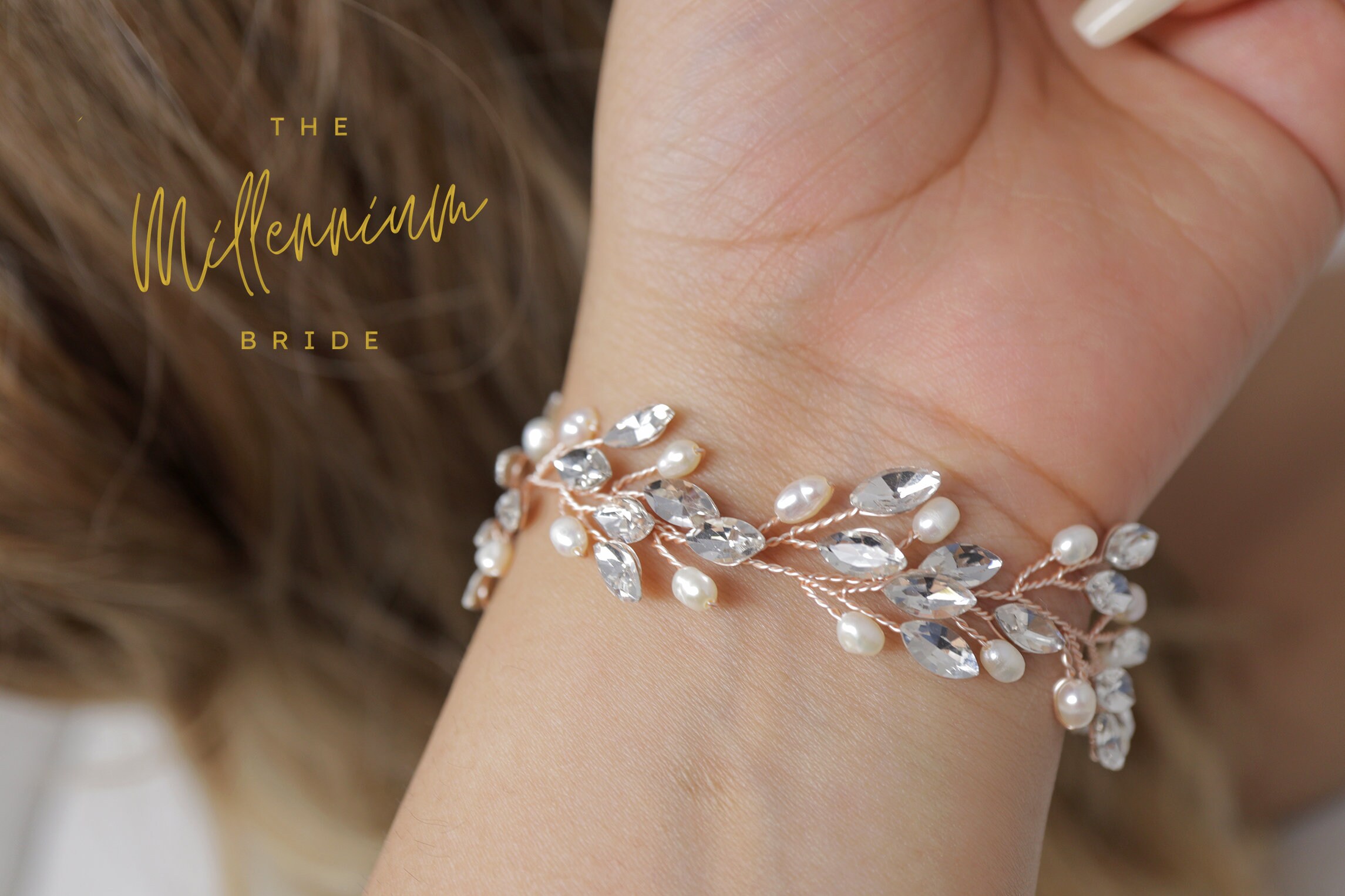 Swarovski Crystals, Pearls, Rhinestones Floral Bridal Hair 