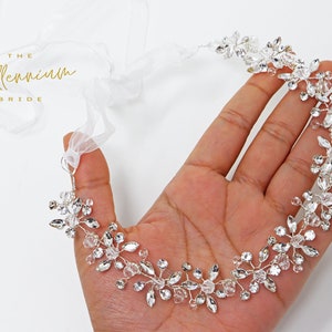 Dainty Rhinestones Crystal Vine Leaves Headband, Bridal Hair Vine, Delicate Headband, Hair accessories.