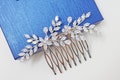 Cubic Zirconia Bridal Hair Comb: Diamond Vine Leaves, Wedding Hair Accessory