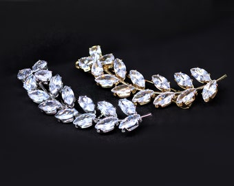 Pinza para el cabello con delicada flor en hojas de vid y circonita cúbica, accesorio para el cabello de novia, regalo para dama de honor, accesorio para el cabello de boda, pinza para el cabello de novia color melocotón