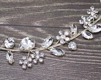 Dainty Rhinestones Crystal Floral Vine Leaves Headband  display picture 2