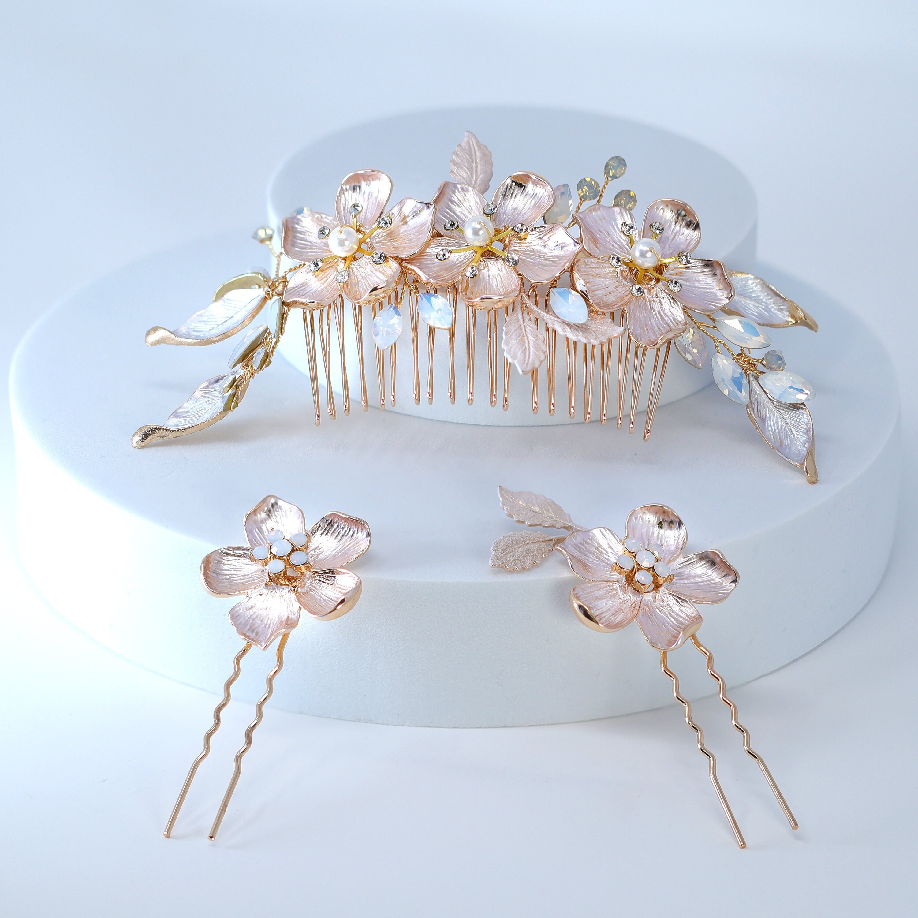 High quality swarovki crystal floral vibe leaves comb Luxury Wedding Hair Comb with Swarovski Crystals - Flowers  main image 2