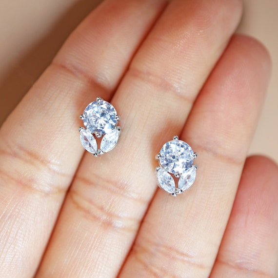 CZ Blossom Brilliance Earrings Bridal Earrings, Bridal Stud