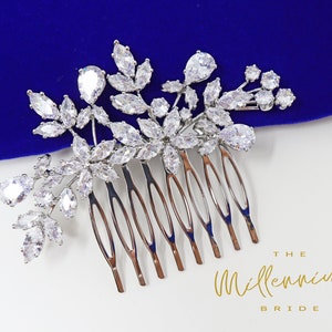 Cubic Zirconia, Diamond Flower Vine Leaves Bridal Hair Comb, Bridal Hair Accessories, Wedding Hair Accessory, Bridal Hair Comb.