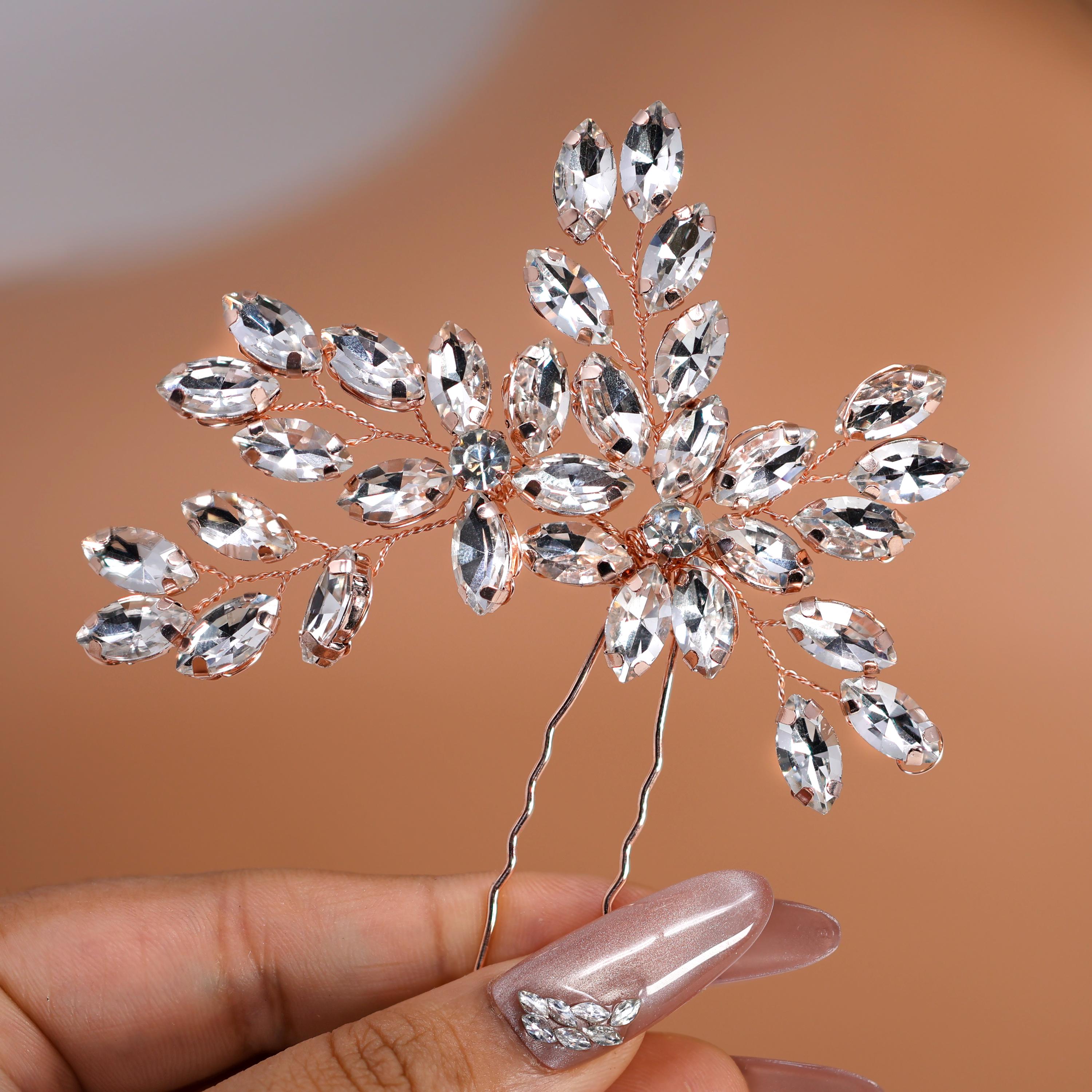 ?Bridal Swarovski CrystalMesh Hair Pins/Accessory Swarovski Crystals And Bunch Of White Pearls Bridal Hair  main image 2