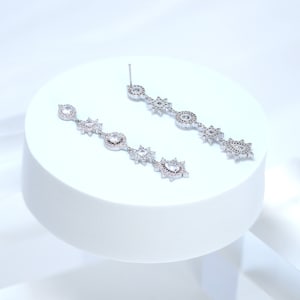 Exquisiter Brautschmuck: Lange Swarovski Kristall Ohrringe, langer Brautschmuck, Kristall Ohrringe Cz