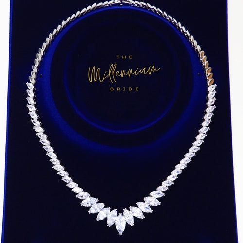 CZ Crystal Luxury Flower Diamond/crystal Necklace, Bridal Necklace