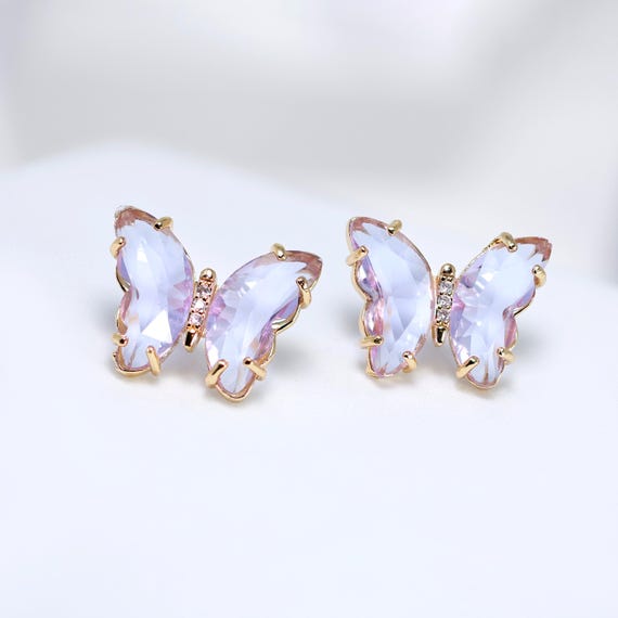 CZ Butterfly Earrings, Stud Earrings, Statement Earrings