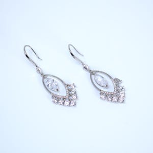 Swarovski Crystal Mystical Drop Diamond Earrings, Long Bridal Jewelry, Bridal Earrings, Crystal Bridal Earrings, Statement Earrings Cz