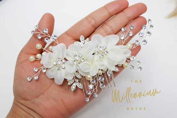 Swarovski Crystals Pearls Lace Floral Vine Leaves Bridal  display picture 2