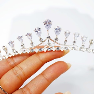 Tiara de boda de diamantes, tiara de novia, tiara de boda de cristal, tiara de Swarovski, corona de boda de cristal, tiara de plata.