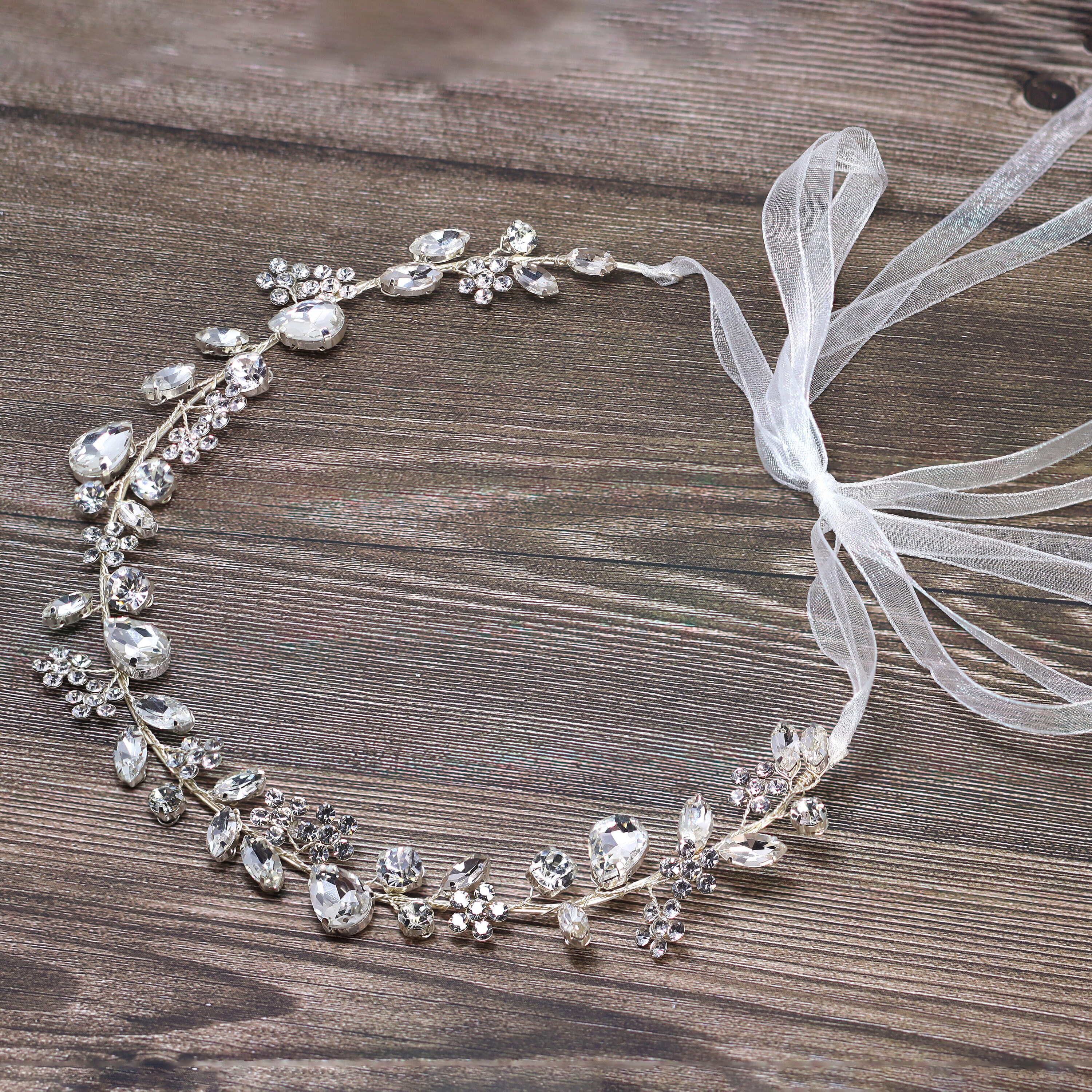 Dainty Rhinestones Crystal Floral Vine Leaves Headband  display picture 3