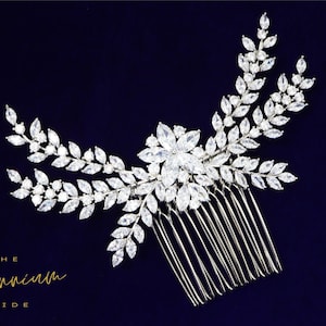 Diamond Floral Vine Leaves Bridal Hair Comb, Bridal Hair Piece, Bridal Hair Accessories, Wedding Hair Accessory, Bridal Hair Comb.