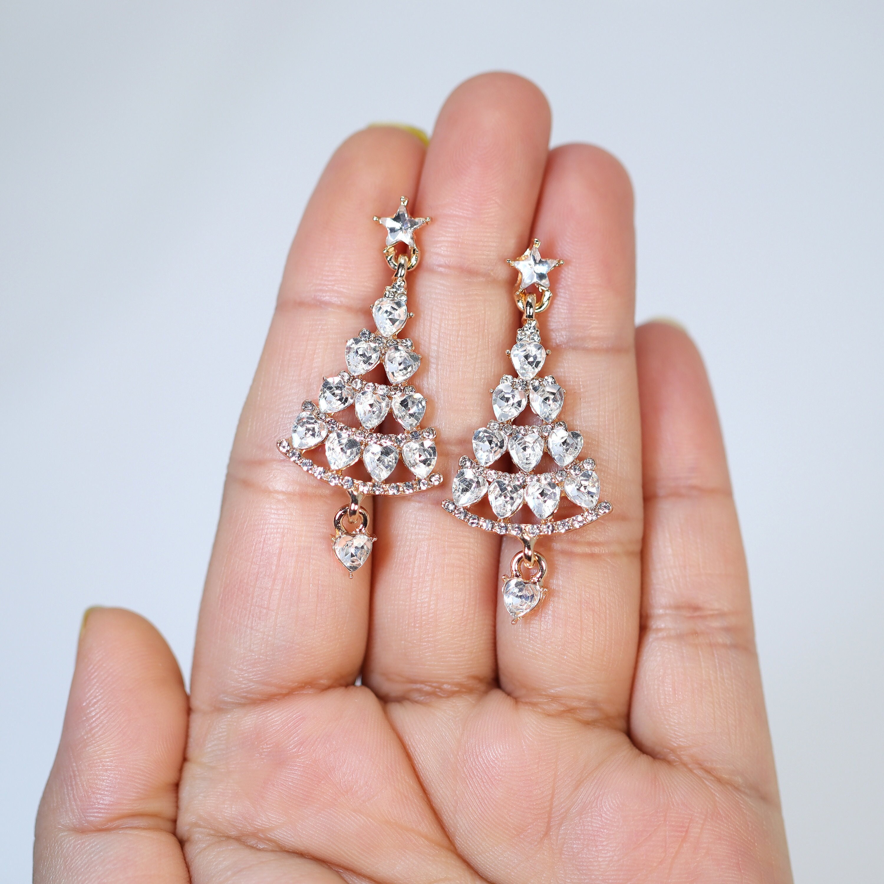 4-Inch Long Single Strand Crystal Earrings - Silver Rhinestone Clip-On Statement