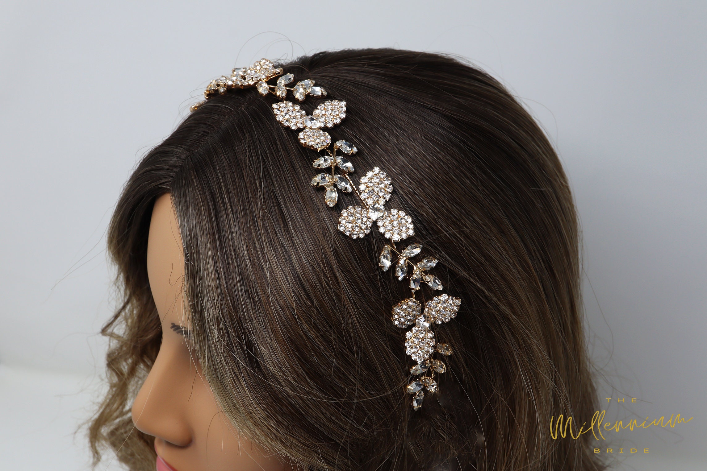 Floral Vine Rhinestones Headband NWT Crystals Floral Snowflake Headpiece, Hair Vine Headband  main image 4