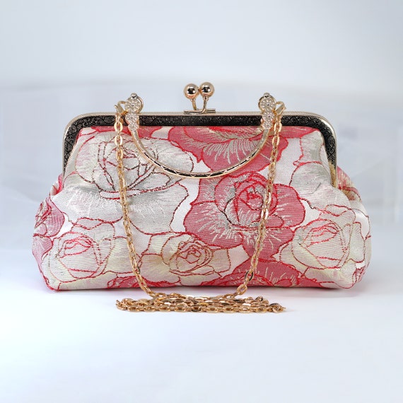 Pochette Sera Con Fiori SUKUTU - Raso, Tracolla A Catena, 26x13x15 Cm, Per Matrimoni E Feste - Foto 4