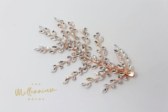 Vite per capelli da sposa con fiori di cristallo, copricapo da sposa con strass - Italia