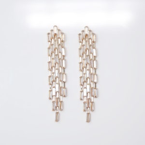 Radiant Diamond Tassel Earrings with Swarovski Crystals Earring, Long Bridal Earrings, Crystal Bridal Earrings, Statement Earrings Cz