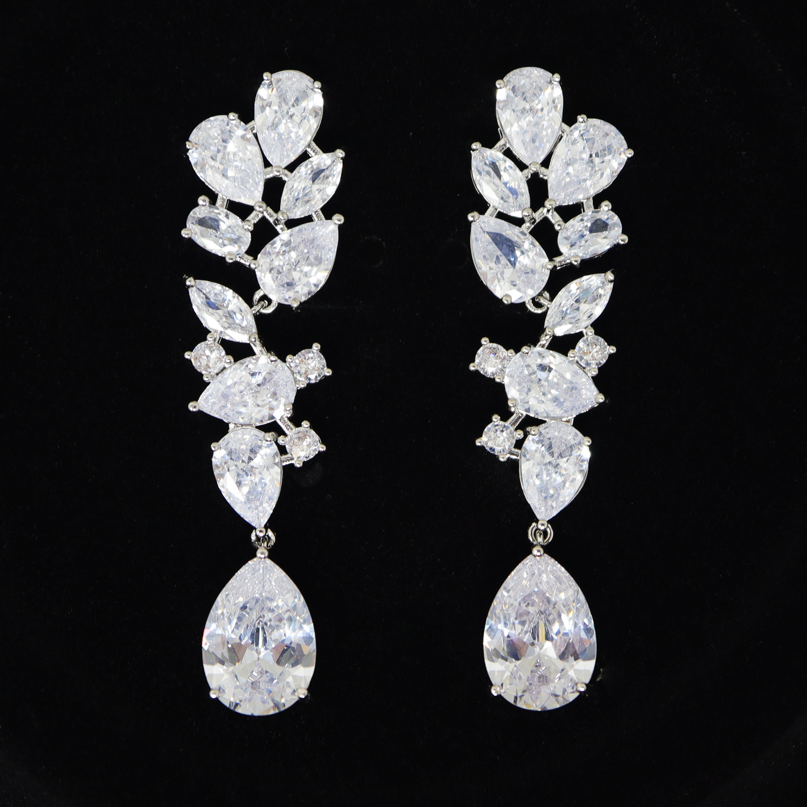 Set Di Gioielli Strass Per Sposa Orecchini Collana Collier Argento