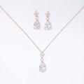 Swarovski Crystal Dainty Rose Gold Leaves Drop Necklace , Bridal Jewelry, Bridal Earrings And Necklace, Statement Earrings Cz, Necklace Set
