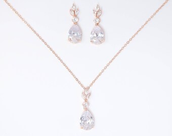 Set Collana E Orecchini Da Sposa In Argento Con Zirconi E Cristallo – Gioielli Eleganti Per Donne, Regalo Perfetto Per Matrimonio E Cerimonie