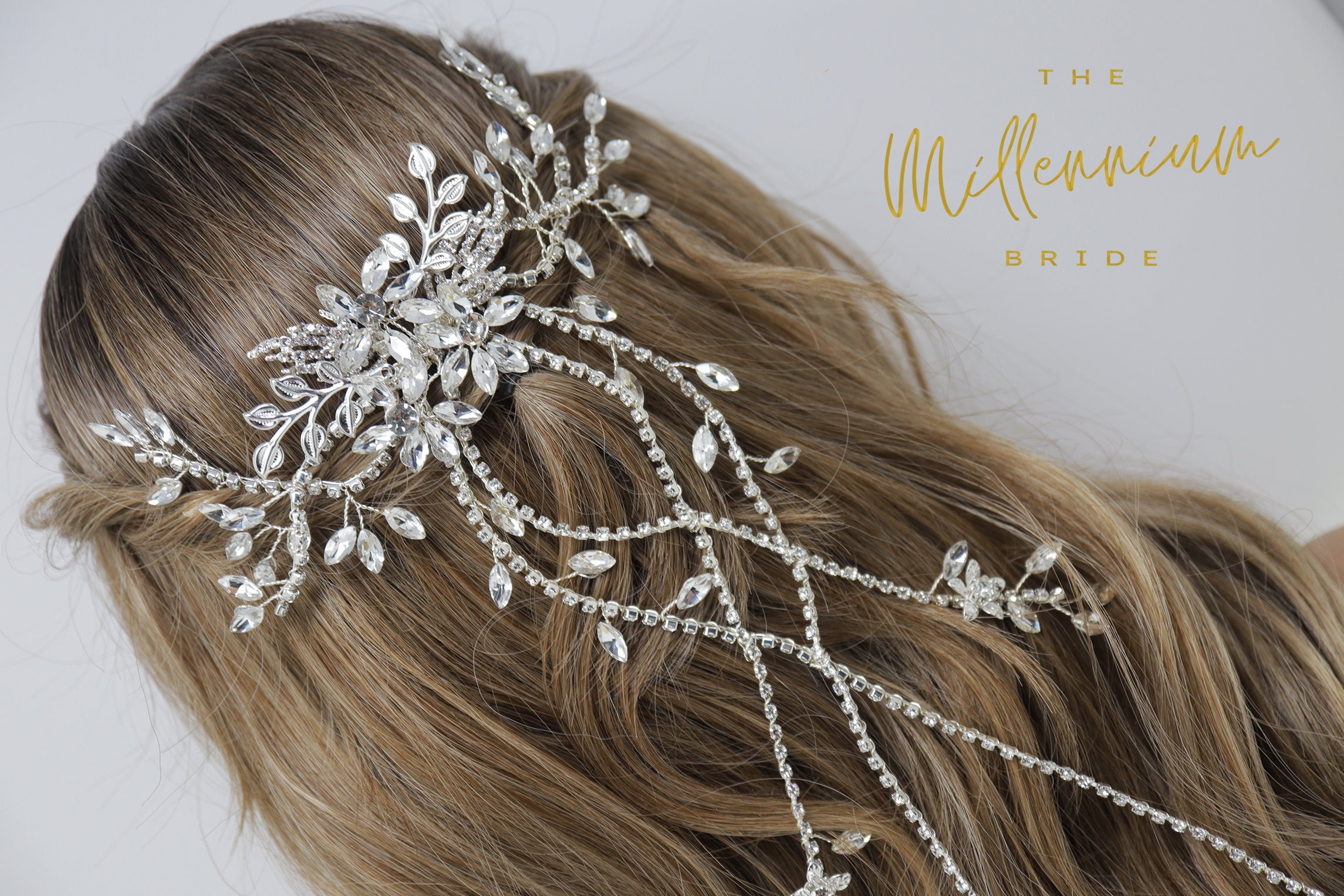 Swarovski Crystals Flower Large Bridal Hair Piece, Bridal  display picture 2