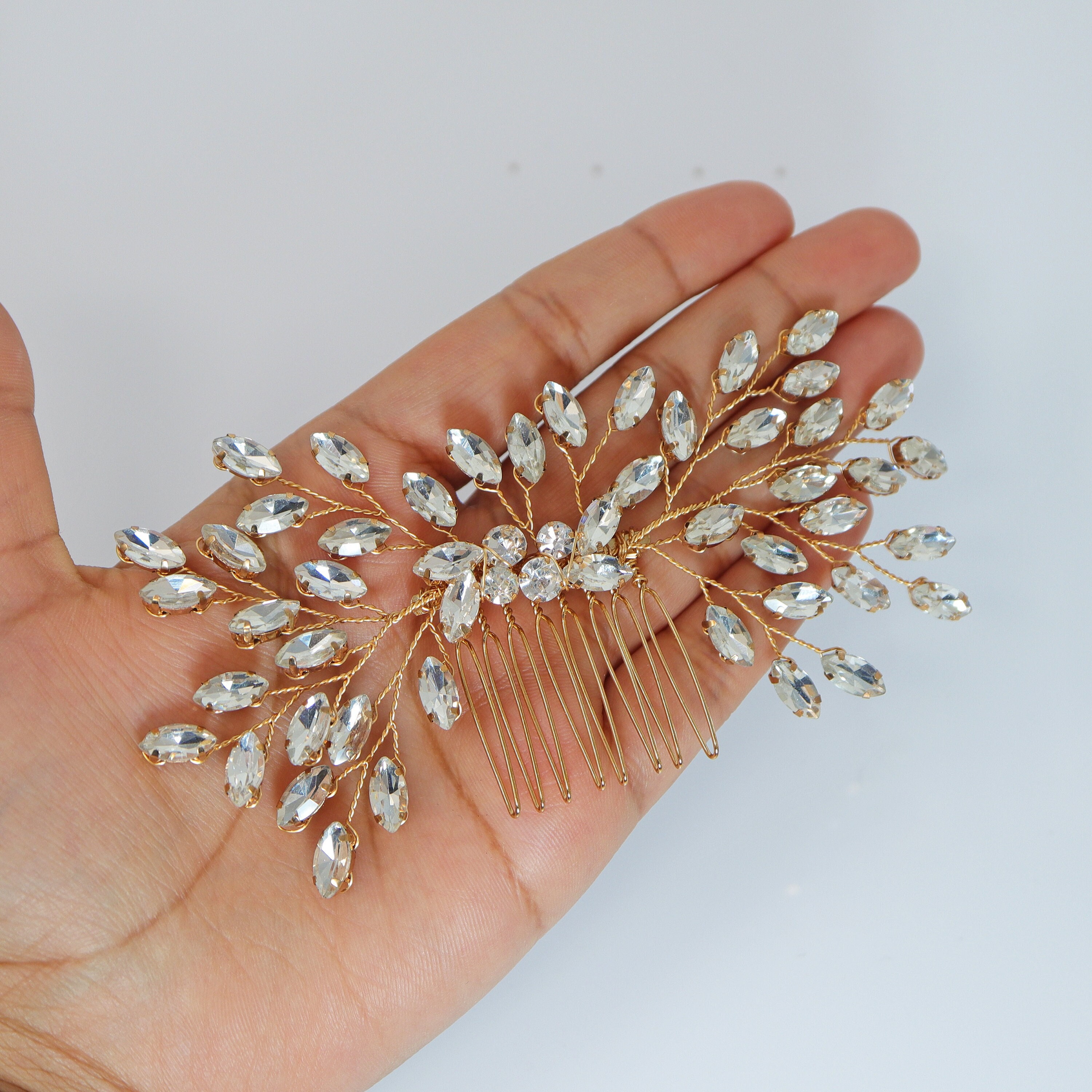 Swarovski Crystal Vine Leaves Bridal Hair Comb, Bridal Hair  display picture 3