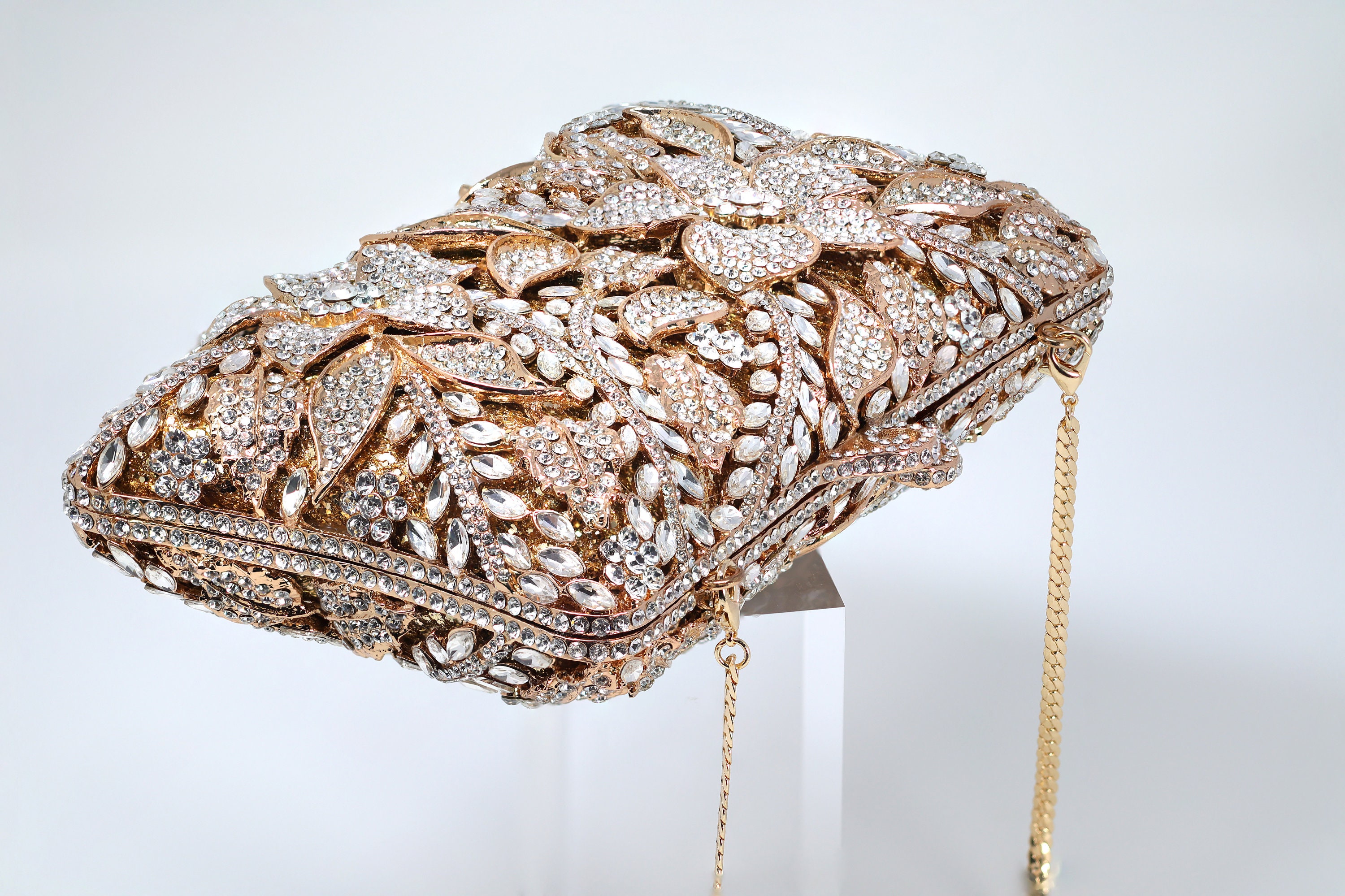 Flower Clutch Rhinestone Jewelry Set Women\'s Formal Evening Wedding Accessories Shinny Silver Rhinestone Embellished Floral Garden Wedding  main image 3